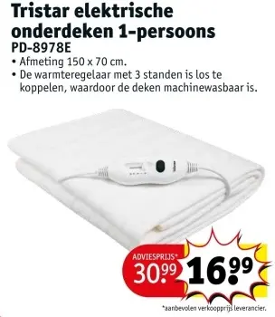 Promotie: elektrische onderdeken 1-persoons