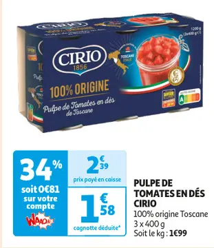 Offre: PULPE DE TOMATES EN DÉS