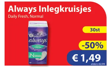 Aanbieding: Always Inlegkruisjes