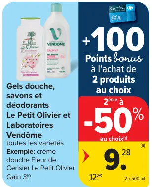 Offre: Gels douche, savons et déodorants