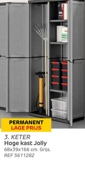 Aanbieding: Keter hoge kast jolly 68x39x166 cm grijs