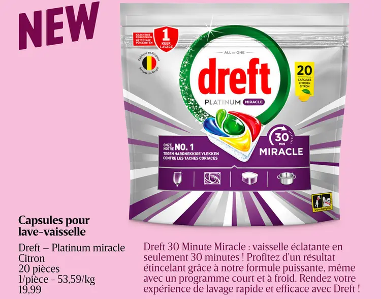 Offre: Capsules pour lave-vaisselle Dreft - Platinum