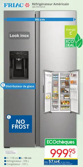 Offre: Réfrigérateur Américain