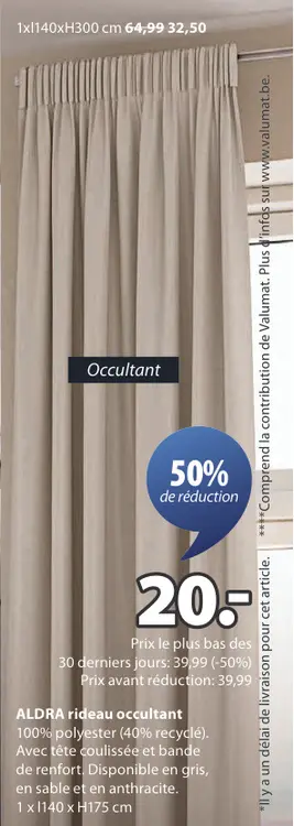 Offre: ALDRA rideau occultant