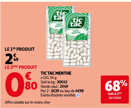 Offre: Tic tac menthe