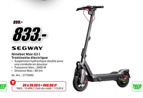 Offre: Ninebot Max G3 I Trottinette électrique