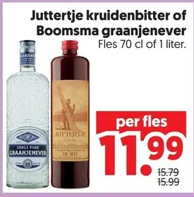 Aanbieding: Juttertje kruidenbitter of Boomsma graanjenever