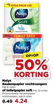 Aanbieding: Nalys Keukenpapier vochtvangers of toiletpapier soft