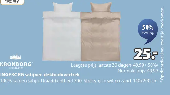 Promotie: INGEBORG satijnen dekbedovertrek