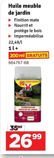 Offre: Huile meuble de jardin