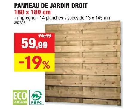 Offre: Cartri écran de jardin droit vissé 180x180 cm