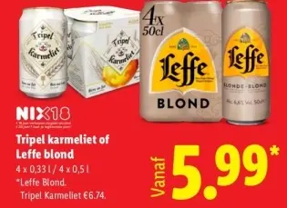 Aanbieding: Tripel karmeliet of Leffe blond