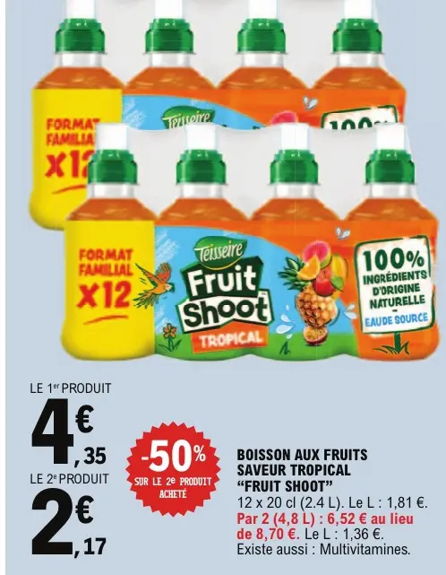 Promotie: Boisson aux fruits saveur tropical