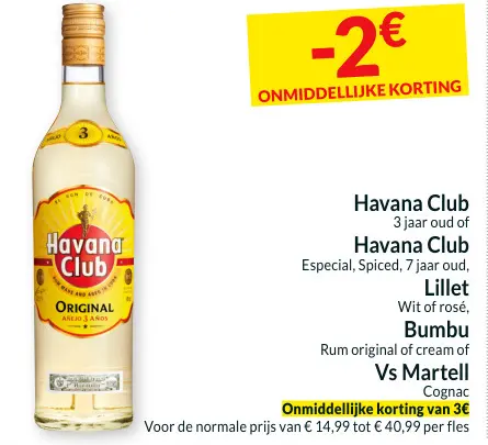 Promotie: Havana Club, Lillet, Bumbu, Vs Martell