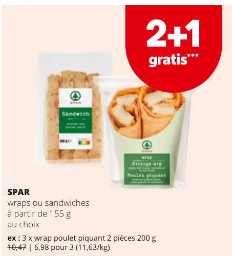 Offre: wraps ou sandwiches