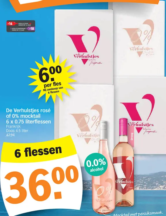 Promotie: De Verhulstjes rosé of 0% mocktail