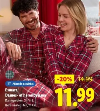 Aanbieding: Dames- of herenpyjama