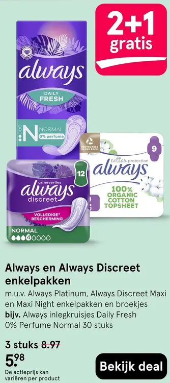 Aanbieding: Always en Always Discreet enkelpakken