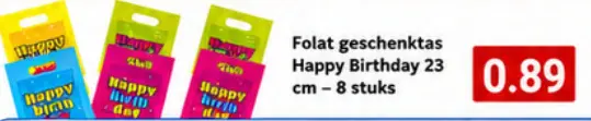 Promotie: Folat geschenktas Happy Birthday