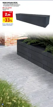 Offre: brique empilable béton 60x12x10 cm anthracite