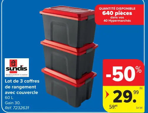 Offre: Lot de 3 coffres de rangement avec couvercle