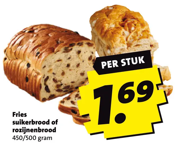 Aanbieding: Fries suikerbrood of rozijnenbrood