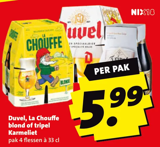 Aanbieding: Duvel, La Chouffe blond of tripel Karmeliet
