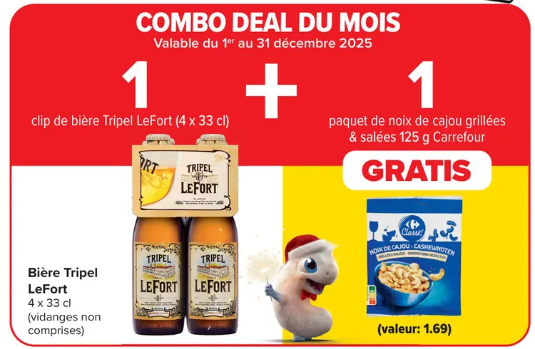 Offre: Bière Tripel LeFort + GRATIS Paquet de noix de cajou grillées & salées