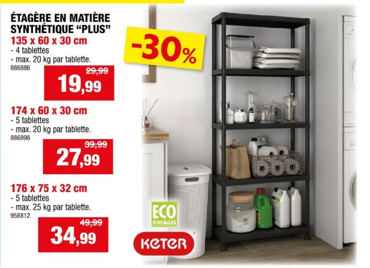 Offre: Étagère en matière synthétique "plus"