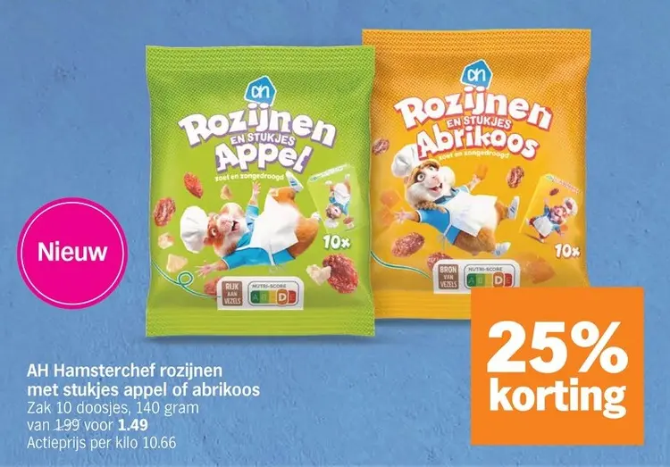 Promotie: Hamsterchef rozijnen met stukjes appel of abrikoos