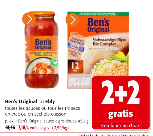 Offre: Ben's Original ou Ebly