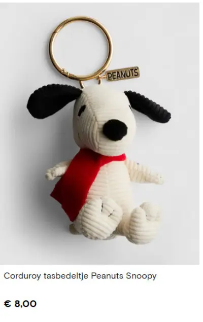Promotie: Corduroy tasbedeltje Peanuts Snoopy
