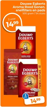 Aanbieding: Douwe Egberts Aroma Rood bonen, snelfilters en pads