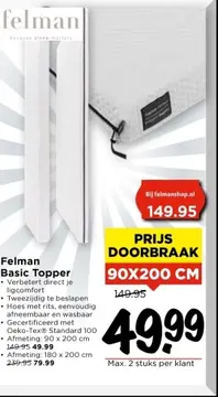 Aanbieding: Felman Basic Topper