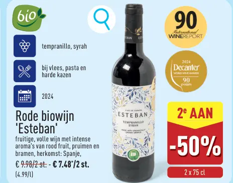 Promotie: Rode biowijn 'Esteban'