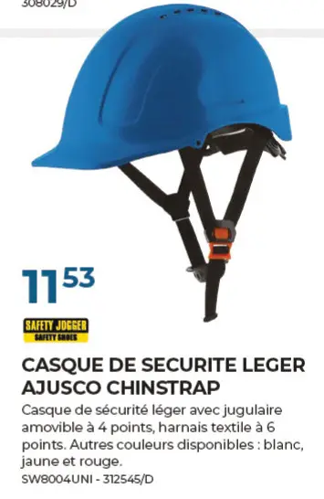 Offre: Casque de securite leger ajusco chinstrap