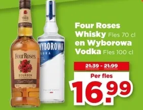 Aanbieding: Four Roses Whisky en Wyborowa Vodka