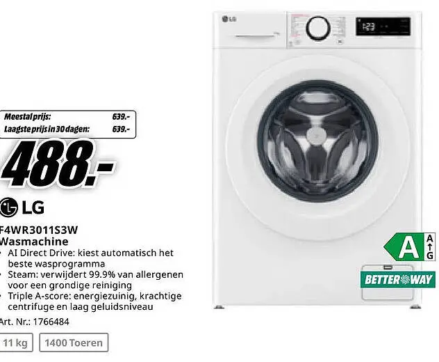 Aanbieding: LG F4WR3011S3W Wasmachine