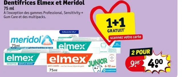 Offre: Dentifrices Elmex et Meridol