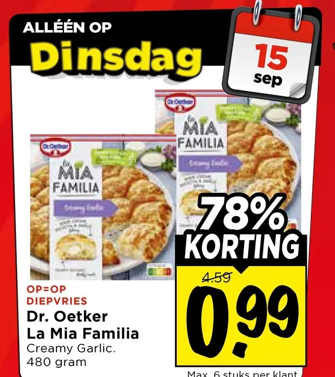Aanbieding: Dr. Oetker La Mia Familia Creamy Garlic