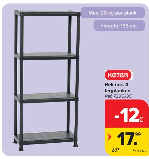 Promotie: Rek met 4 legplanken