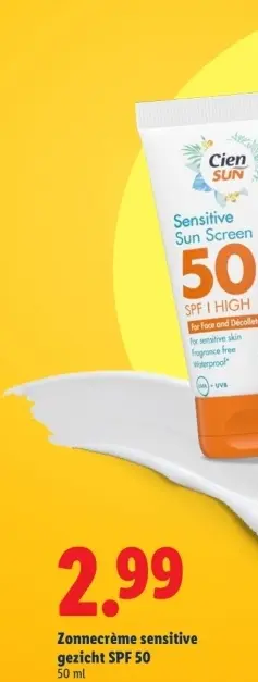 Aanbieding: Zonnecrème sensitive gezicht SPF 50