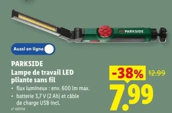 Offre: Lampe de travail LED pliante sans fil