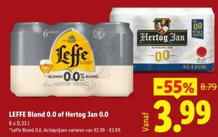 Aanbieding: LEFFE Blond 0.0 of Hertog Jan 0.0