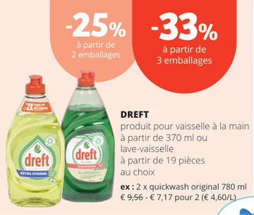 Offre: Dreft produit pour vaisselle à la main ou lave-vaisselle