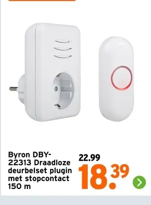 Aanbieding: Draadloze deurbelset plugin met stopcontact