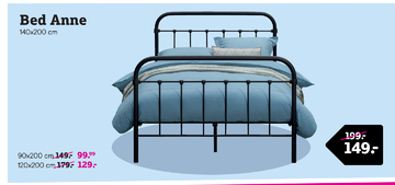 Aanbieding: Bed Anne - mat antraciet - 120x200 cm