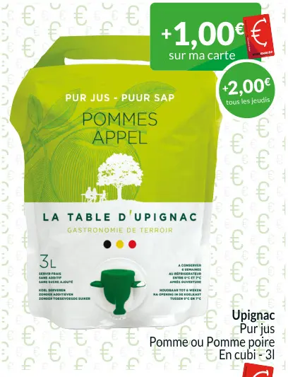 Offre: Pur jus Pomme ou Pomme poire
