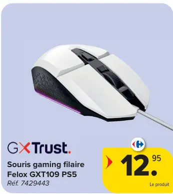Offre: Souris gaming filaire Felox GXT109 PS5