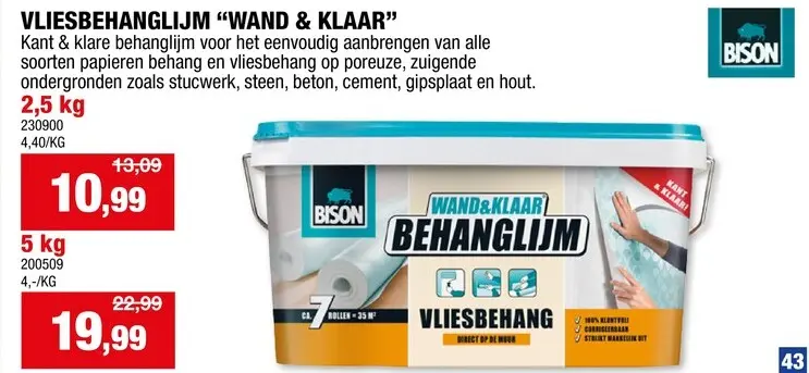 Promotie: Bison Wand&Klaar behanglijm voor vliesbehang 2,5kg